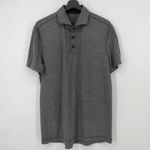 Lululemon Mens Large Golf Polo Shirt Heathered Grey Short Sleeve Performance